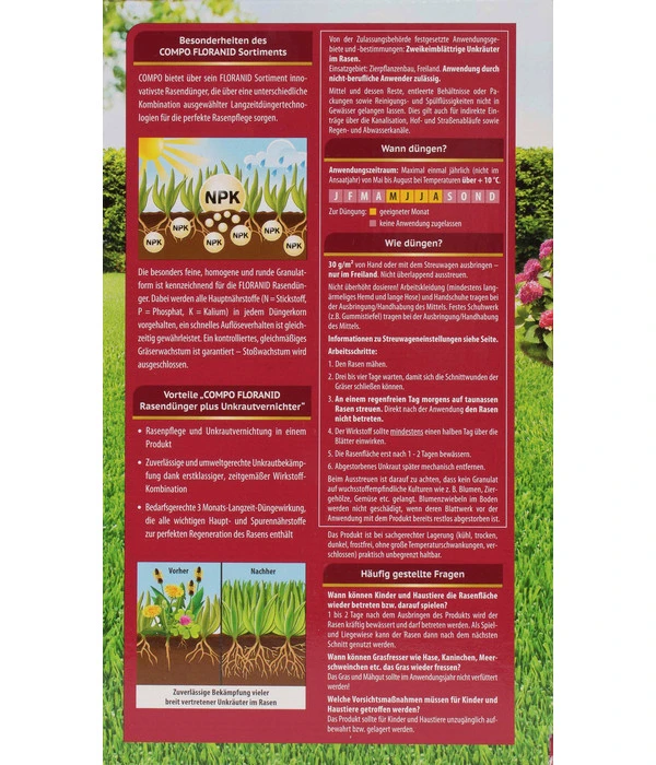 COMPO Floranid® Rasendünger Plus Unkrautvernichter 2 COMPO Floranid® Rasendünger Plus Unkrautvernichter – Bild 2