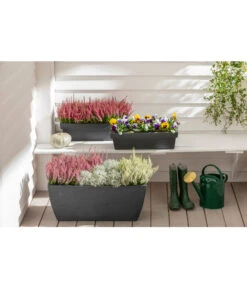 Kunststoff-Pflanzkasten Rille, Ca. B80/H34/T40 Cm, Anthrazit -Gardena Store 3697406 WE MO 001 KunststoffPflanzkastenRille