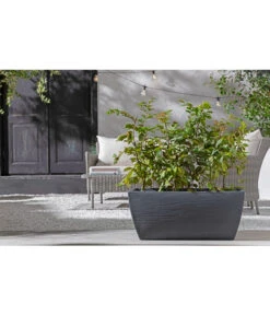 Kunststoff-Pflanzkasten Rille, Ca. B80/H34/T40 Cm, Anthrazit -Gardena Store 3697406 WE MO 002 KunsstoffKastenRillen