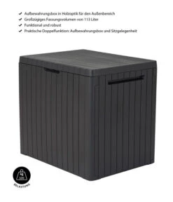 Keter Aufbewahrungsbox City Box, 113 Liter, Ca. B41,6/H51,6/T57 Cm -Gardena Store 4422481 WE IG 001 AufbewahrungsboxCity