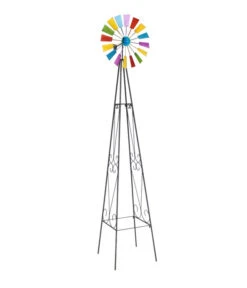 Dehner Faltbarer Metall-Obelisk Mit Windrad, Ca. B38/H185/T35 Cm