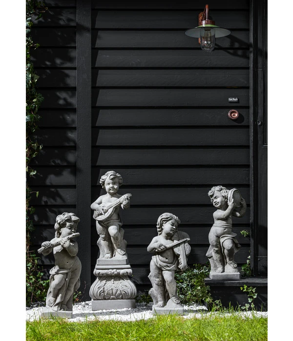 Fantasieco Steinputte Musikant Mit Geige, Ca. B23/H59/T22 Cm 2 Fantasieco Steinputte Musikant Mit Geige, Ca. B23/H59/T22 Cm – Bild 2