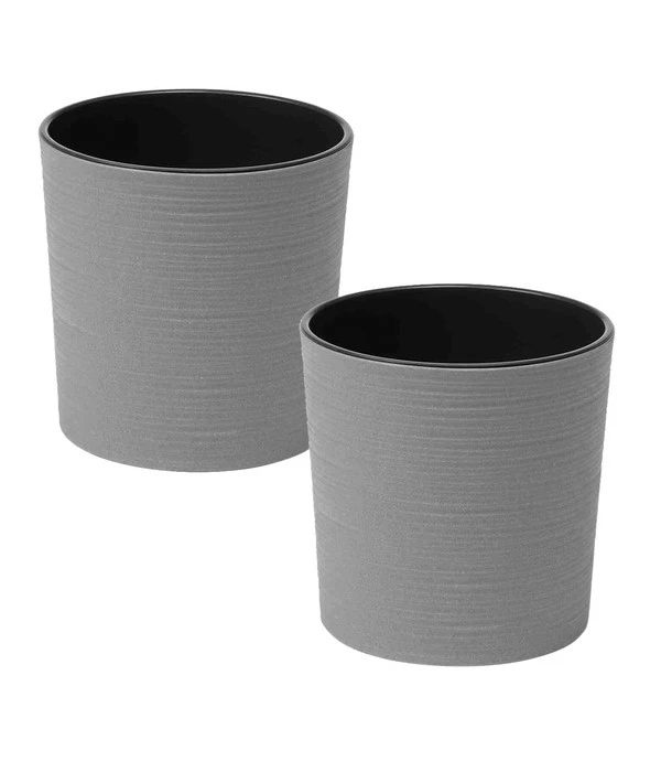 Siena Garden Kunststoff-Topf ECO Lens, Rund, Grau, Ca. Ø25/H25 Cm, 2er-Set 1 Siena Garden Kunststoff-Topf ECO Lens, Rund, Grau, Ca. Ø25/H25 Cm, 2er-Set