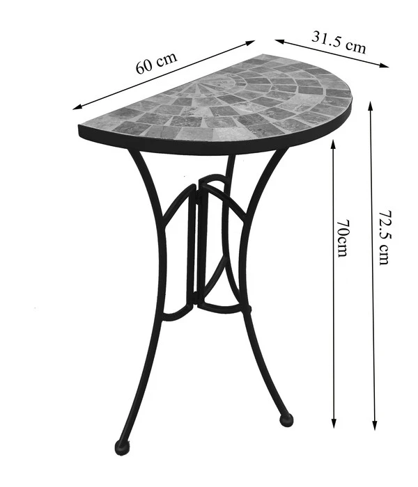 Dehner Mosaiktisch Grazia Halbrund, Ca. B60/H72,5/T31,5 Cm 3 Dehner Mosaiktisch Grazia Halbrund, Ca. B60/H72,5/T31,5 Cm – Bild 3