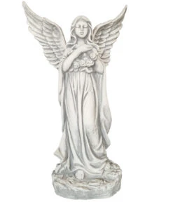 Fantasieco Stein-Figur Engel Rosenkranz, Ca. H46 Cm