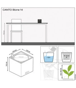 LECHUZA® Kunststoff-Topf Canto Stone, Eckig, Ca. B14/H13,5/T14 Cm -Gardena Store 6963136 WE IG 001 LechuzaCantoStone14